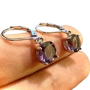 Amethyst Earrings Sterling Silver 925 Leverback Earrings Dangle lab-created